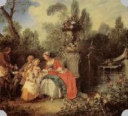 LANCRET, Nicolas Lady and Gentleman with two Girls and a Servant china oil painting artist